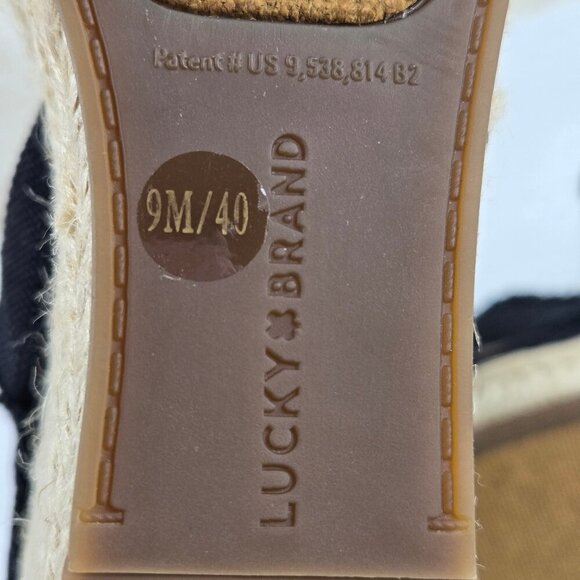 Lucky Brand Sz 9M Margaline Black Textile Espadrille Sandal Platform Wedge - Picture 9 of 14